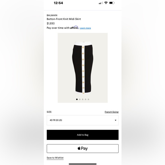 BALMAIN Skirt, Button-Front Knit Midi Skirt size 38/6 - Picture 4 of 4